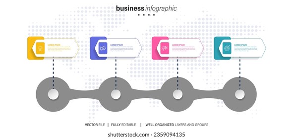 Business data visualization timeline infographic icons designed for abstract background template milestone element modern diagram process technology digital marketing data presentation chart Vector