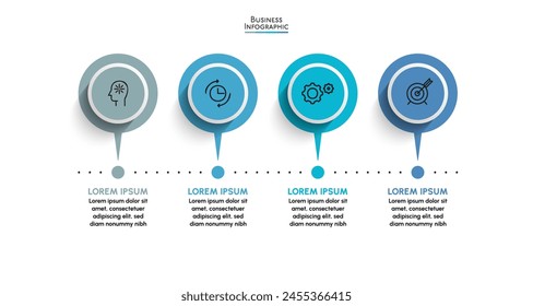 Iconos infográficos de la línea de tiempo diseñados para la Plantilla abstracta del fondo