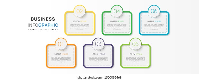 Business data visualization. Timeline infographics with 6 steps or options, circles. Vector business template for presentation.