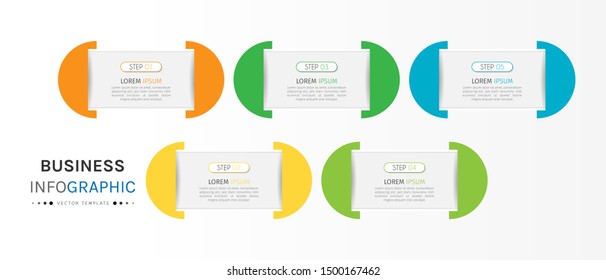 Business data visualization. Timeline infographics with 5 steps or options, circles. Vector business template for presentation.