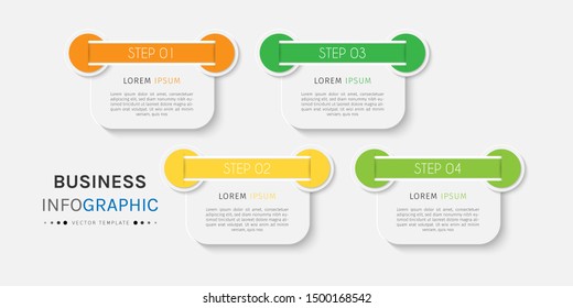 Business data visualization. Timeline infographics with 4 steps or options, circles. Vector business template for presentation.