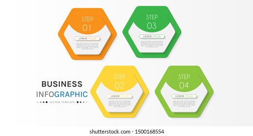 Business data visualization. Timeline infographics with 4 steps or options, circles. Vector business template for presentation.