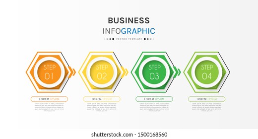 Business data visualization. Timeline infographics with 4 steps or options, circles. Vector business template for presentation.