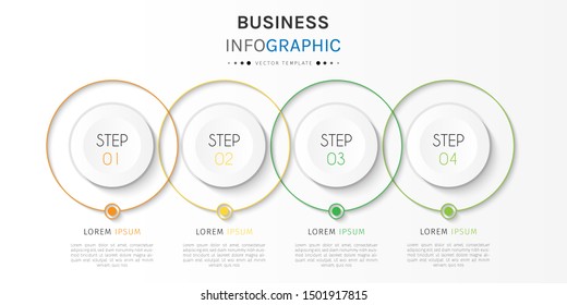 Business data visualization. Timeline infographics with 4 steps or options, circles. Vector business template for presentation.