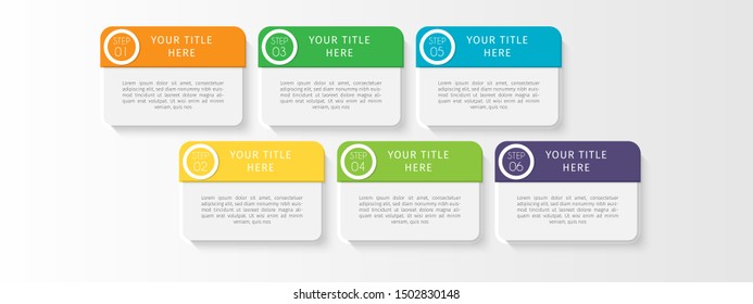 Business data visualization. Timeline infographics with 6 steps or options, circles. Vector business template for presentation.