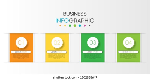 Business data visualization. Timeline infographics with 4 steps or options, circles. Vector business template for presentation.