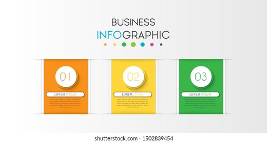 Business data visualization. Timeline infographics with 3 steps or options, circles. Vector business template for presentation.