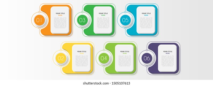 Business data visualization. Timeline infographics with 6 steps or options, circles. Vector business template for presentation.