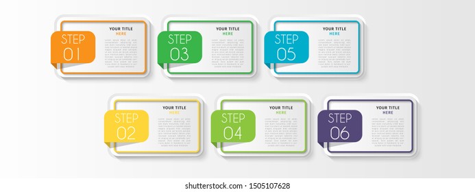 Business data visualization. Timeline infographics with 6 steps or options, circles. Vector business template for presentation.