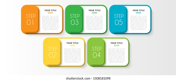Business data visualization. Timeline infographics with 5 steps or options, circles. Vector business template for presentation.