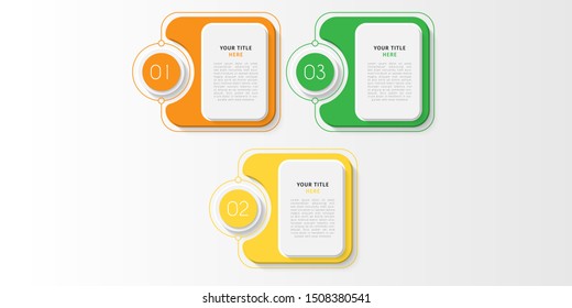 Business data visualization. Timeline infographics with 3 steps or options, circles. Vector business template for presentation.