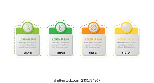 Visualización de datos empresariales. infografías de línea de tiempo con 4 pasos o opciones, círculos. Plantilla de negocio de vectores para presentación.