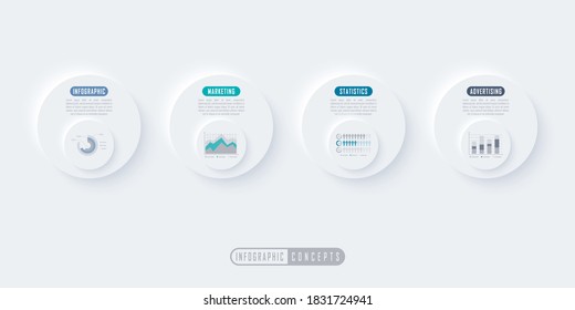 Business data visualization. Vector Infographic label design template with 4 options, parts, steps or processes. Can be used for process diagram, presentation, workflow layout, flow chart, web design