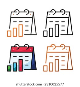 Business date icon design in four variation color
