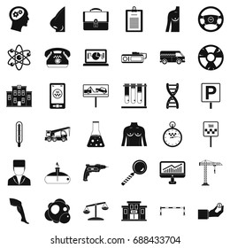 Business day icons set. Simple style of 36 business day vector icons for web isolated on white background