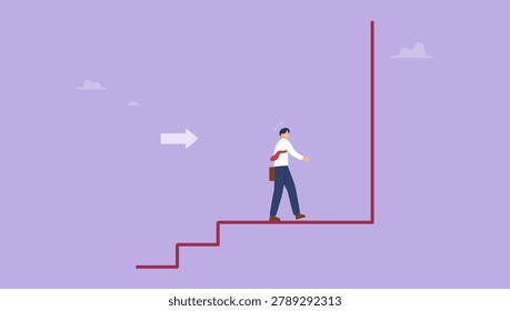 Business dead end or big mistake and wrong decision concept. Businessman standing in the dead end of work and career.