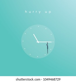 Business deadline vector concept with businessman hanging on clock face. Symbol of time management, project planning. Eps10 vector illustration.