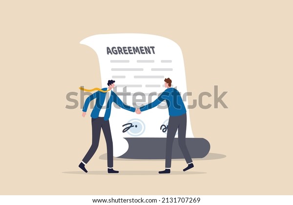 Business deal, agreement or collaboration\
document, contract or success negotiation, executive handshaking\
concept, businessman partner people shaking hand after signing\
business agreement\
document.