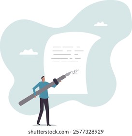 Business deal, agreement, sign contract and paperwork for banking loan, mortgage or government policy,business concept.flat character.
