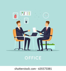 Business deal. Flat vector illustration in cartoon style.