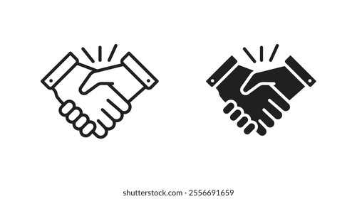 Business deal icon set in Thin line black color.