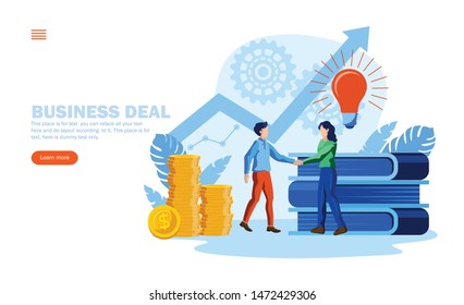 business deal for idea and knowledge with money for growth vector illustration concept