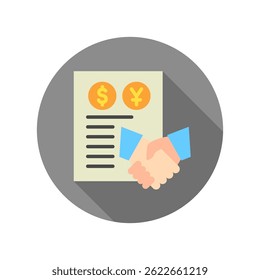 Business Deal mini illustration rounded flat color icon, use for trade wars, economy, business, finance, economic competition, UI, UX kit, app and web development, digital or print.