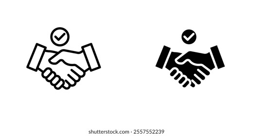 Business deal outlined and solid icon vector collection.