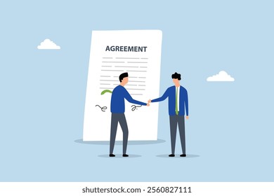 Business deal, Business partners shaking hands after finalizing the business contract agreement. 