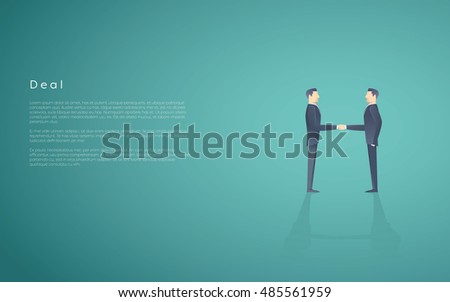 Business deal symbol with two businessmen handshake. Partnership concept vector background. Eps10 vector illustration.