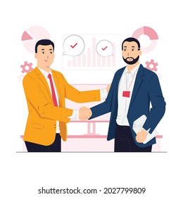 Business Deal, zwei Geschäftspartner, handshaking Concept Illustration