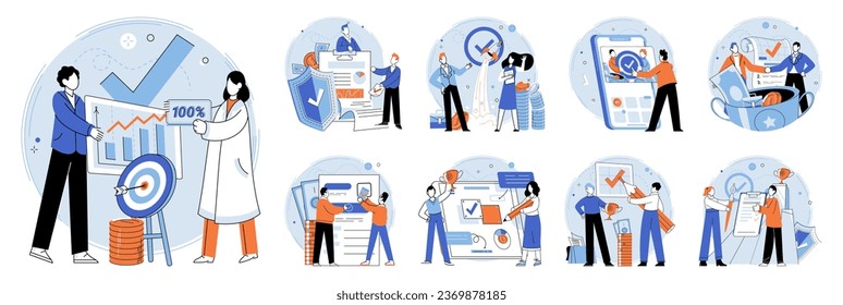 Business deal. Vector illustration. Businessmen play crucial role in driving economic growth Deals are made to achieve mutually beneficial outcomes Success in business often comes from strong