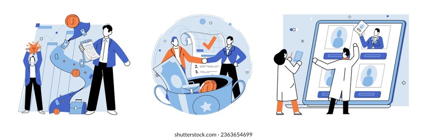 Business deal. Vector illustration. Finance plays critical role in business operations and growth Contracts ensure terms agreement are legally binding Jobs provide opportunities for individuals