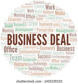 Business Deal word cloud. Collage made with text only.
