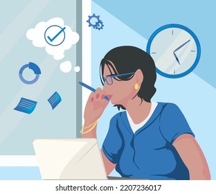 business decision card with a businesswoman