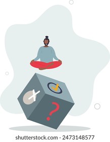 Business decision, chance and uncertainty to win business, risk, randomness or luck, advice or suggestion concept. vector illustration.