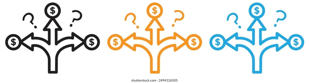 Business Decision Confusion Icon vector logo set collection for web app ui