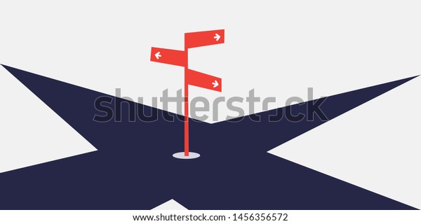 Business Decision Design Concept with\
Crossroads and a Road Sign - Eps10 Vector\
Illustration