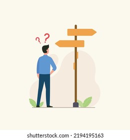 Business decision making, career path, work direction or leadership to choose the right way to success concept vector illustration