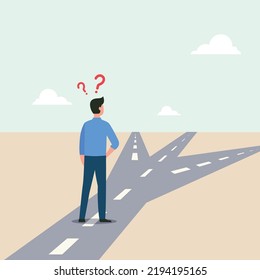 Business decision making, career path, work direction or leadership to choose the right way to success concept vector illustration