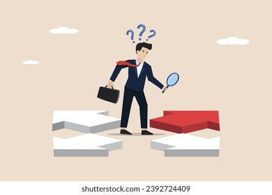 Business decision making, career path, work direction or leadership to choose the right way to success concept, confused businessman manager looking at many road signs and thinking about where to go.