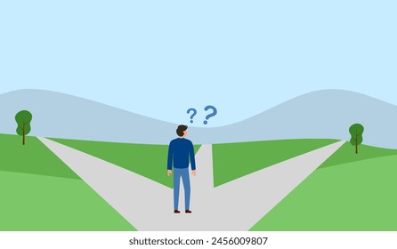 Business decision making, career path, work direction or leadership to choose the right way to success concept vector illustration.