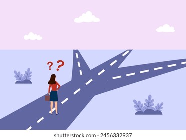 Business decision making, career path, work direction or leadership to choose the right way to success concept vector illustration.