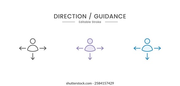 Business decision making concept. Guidance icon right direction concept. Mentor vector icon, Vector illustration