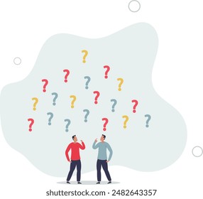 Business decision making doubt about options confusion .Choice about company work strategy.flat design.illustration with people.