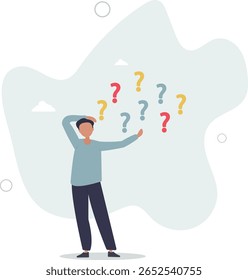 Business decision making doubt about options confusion . character life .