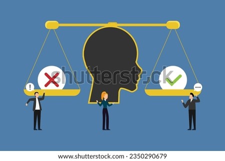 Business decision making. Doubt about options confusion. Yes or No. Left or right 2d vector illustration concept for banner, website, landing page, flyer, etc