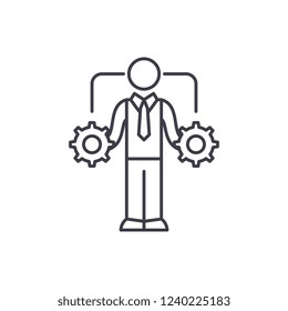 Business decision making line icon concept. Business decision making vector linear illustration, symbol, sign