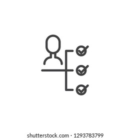 Icono de línea de toma de decisiones empresariales. signo de estilo lineal para concepto móvil y diseño web. Icono de vector de esquema de planificación empresarial. Símbolo, ilustración del logotipo. Gráficos vectoriales perfectos para píxeles