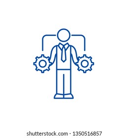 Business decision making line icon concept. Business decision making flat  vector symbol, sign, outline illustration.
